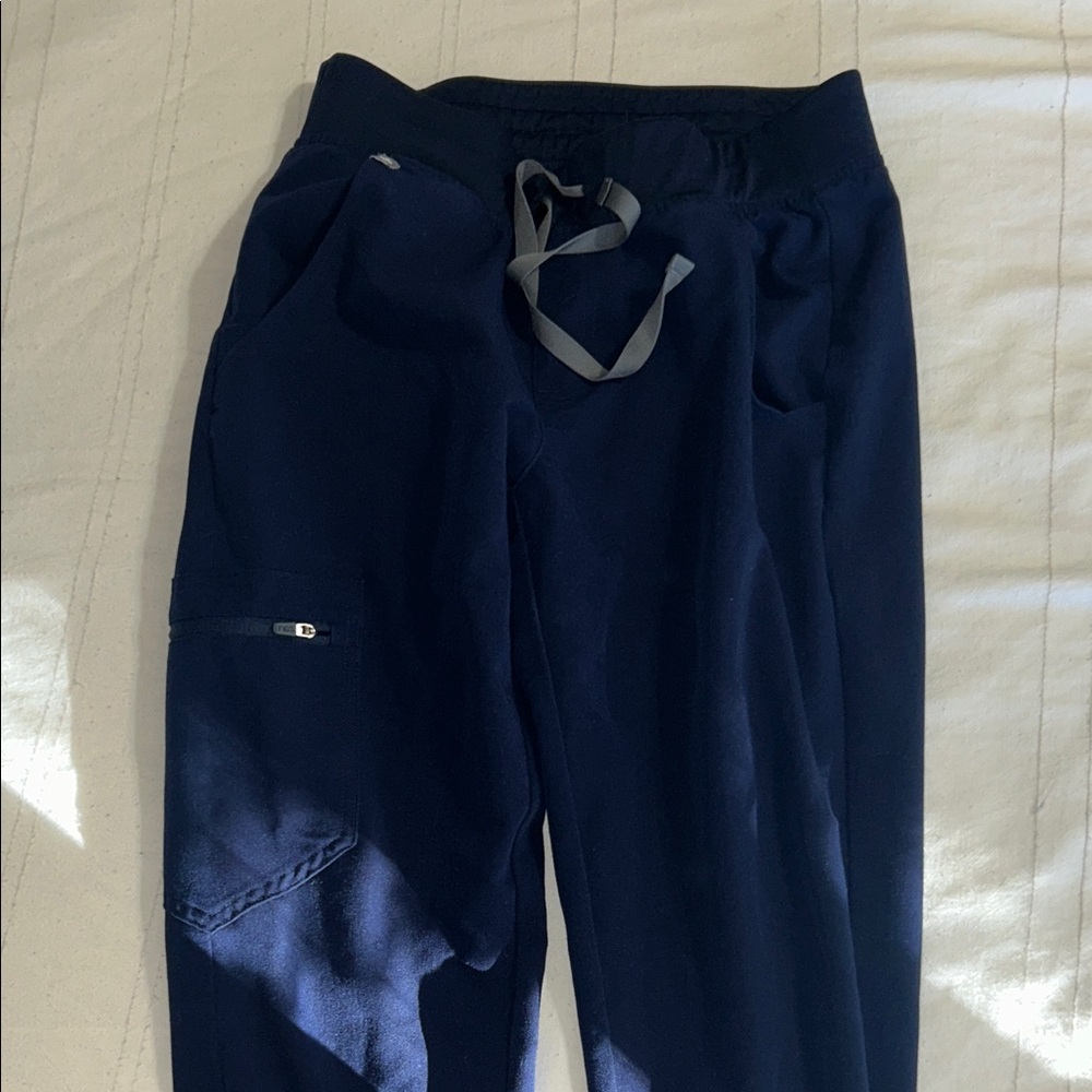 Figs Navy Blue Scrub Jogger Pants with Drawstring